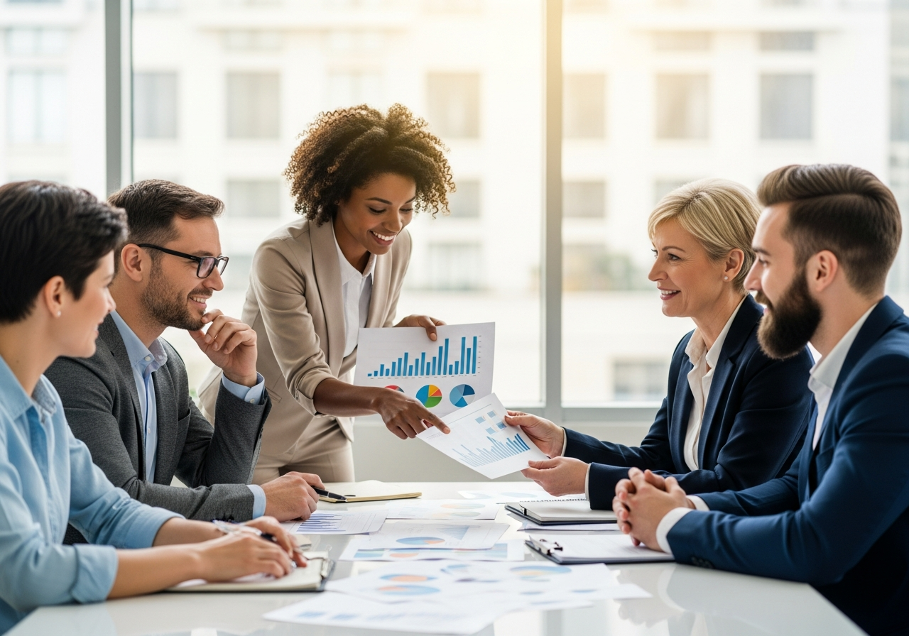 Life insurance professionals team collaboration